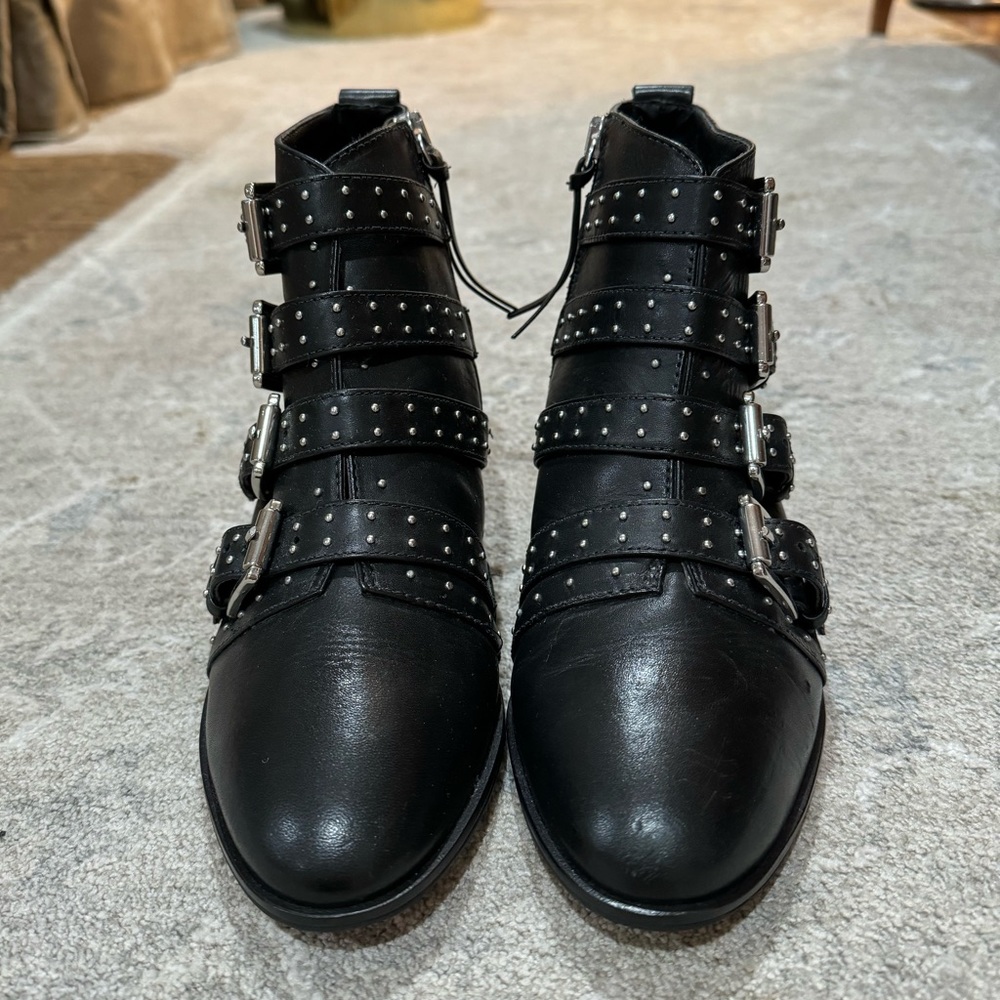 Rebecca Minkoff Black Leather Buckle Boot